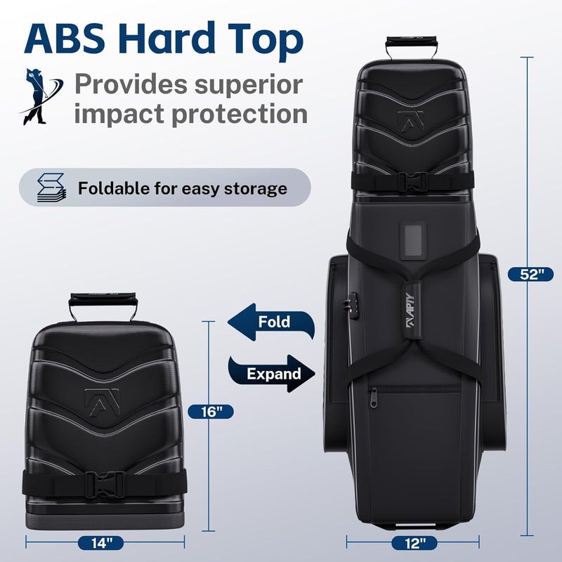 APTY Hard Case Top Golf Club Travel Bag with Wheels, Padded Golf Luggage Case Cover for Airline - with Integrated Combo Lock, 1680D Wear-Resistant Oxford - Image 2